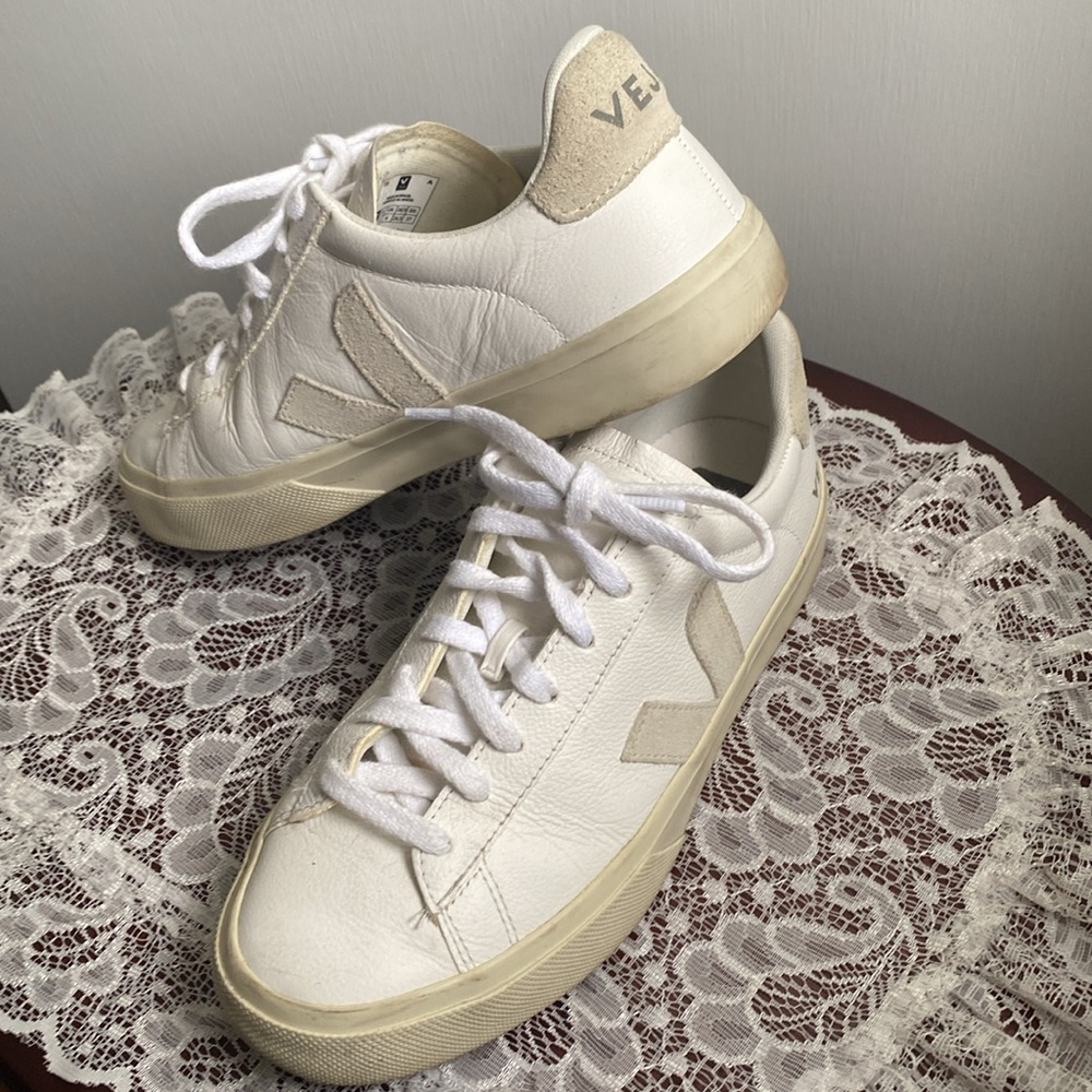 Veja Campo Sneaker White Natural Rubber Suede Icon Detail Size 8 Anthropologie